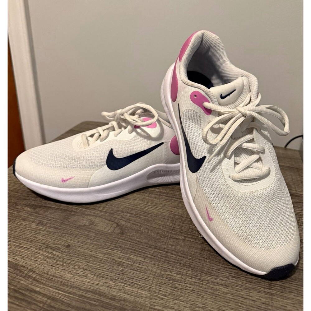 Nike FB7689-103 Youth Athletic Sneakers US 7Y White Pink Black Lace Up
